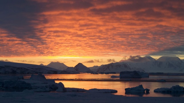 Sunset over Adelaide Island on the Antarctic Peninsula Sunset over Adelaide Island on the Antarctic Peninsula