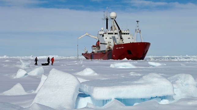 RRS James Clark Ross on sea ice