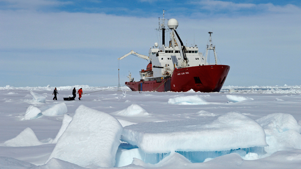 RRS James Clark Ross on sea ice