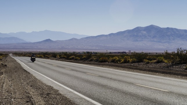 Gold Wing motorcycle  Gold Wing motorcycle travelling through remote California