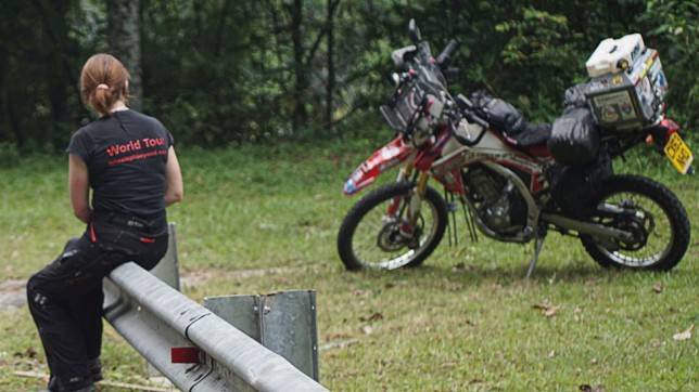 Steph Jeavons and her motorcycle