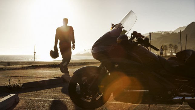 Gold Wing parked by the sea Gold Wing parked by the sea