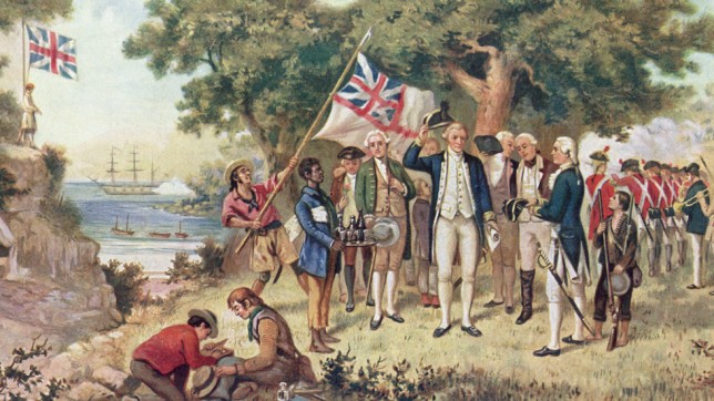 Painting of Captain Cook and on his voyage to Australia