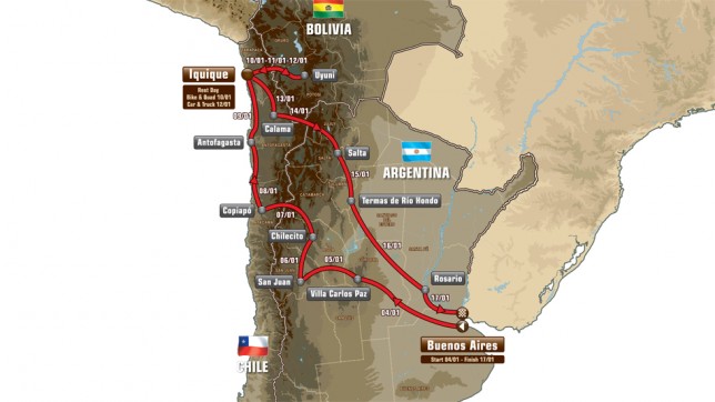 Dakar Rally route 2015 Dakar Rally route 2015