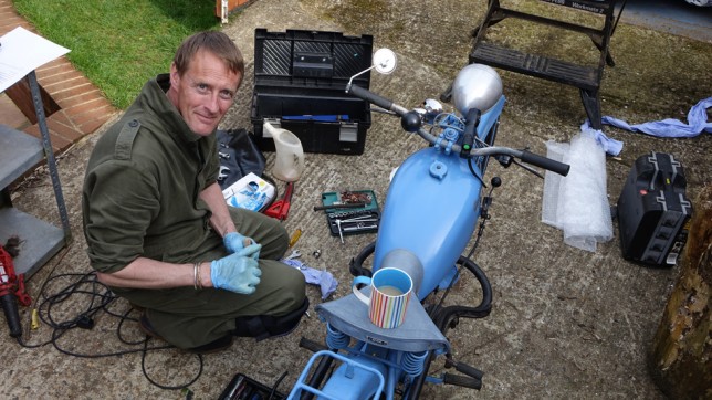 AE1 Andrew English fixing his vintage Peugeot P53