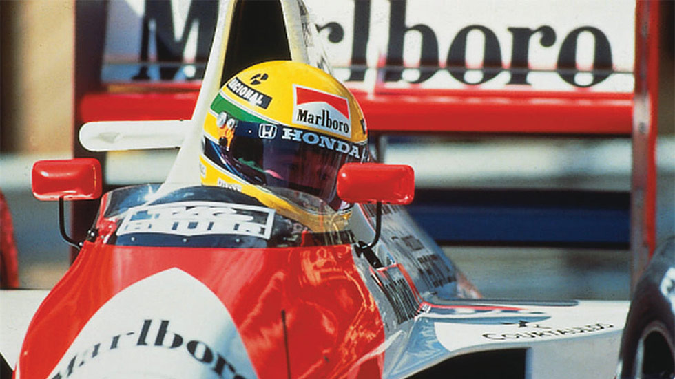 The legend Ayrton Senna in his Mclaren-Honda, 1990