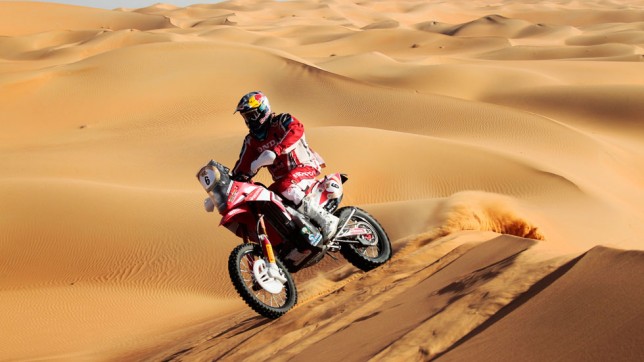 Bike in Atacama Desert in Dakar Rally